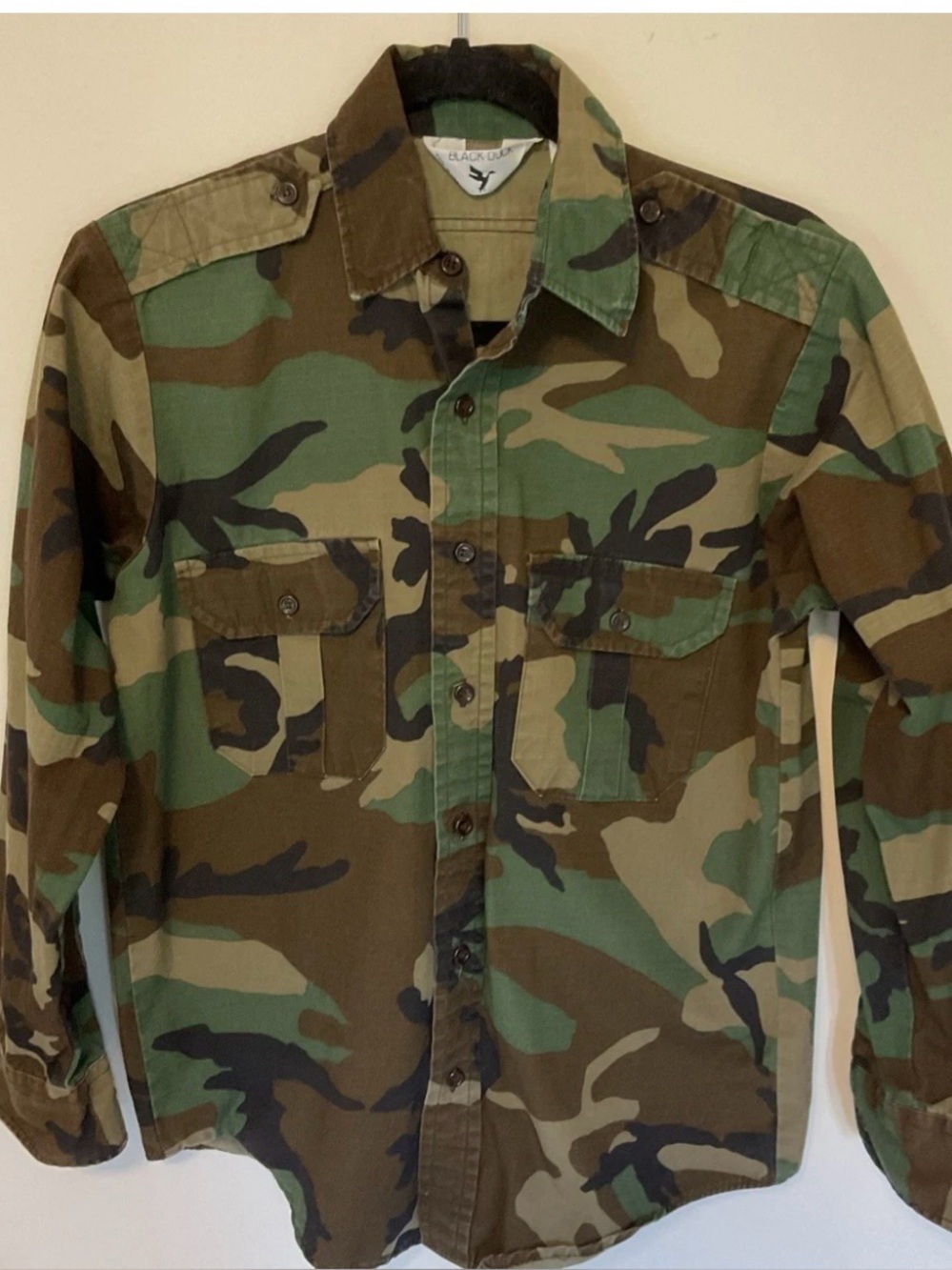 Black Duck Men's Woodland Camo Field Shirt Jacket - Green/Brown size S